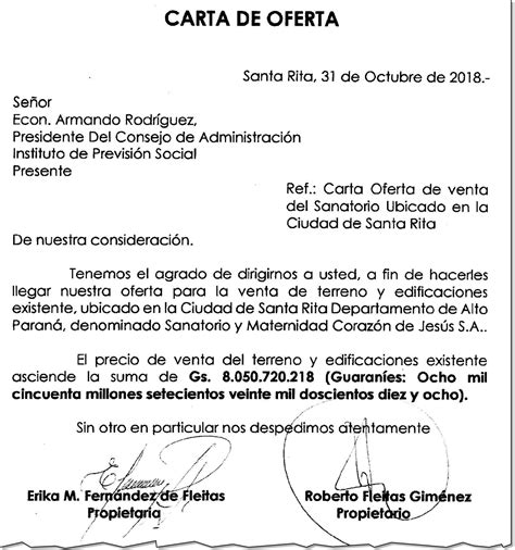 Modelo De Carta Oferta De Venta De Inmueble Paraguay Noticias Modelo