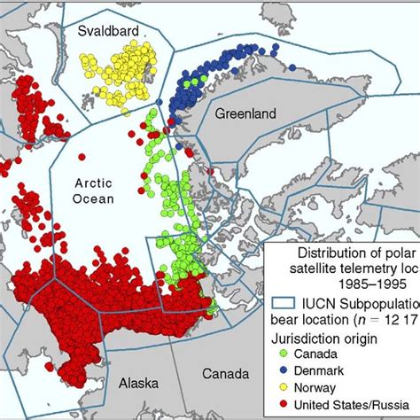 Distribution Of All Polar Bear Locations 19851995 By Jurisdictional