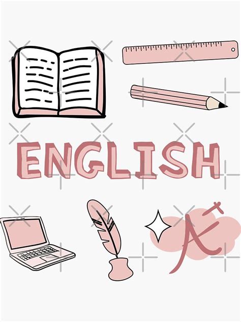 Peach English School Subject Sticker Pack Sticker By The Goods