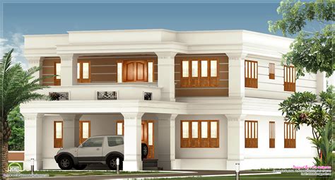 2800 Sqfeet Flat Roof Villa Exterior Kerala Home Design And Floor Plans