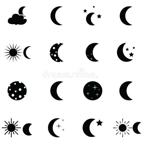 Moon Icon Set Stock Vector Illustration Of Astronomy 107350549