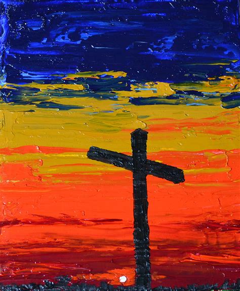 Crucifix At Sunset Painting By Drew Enderlin Pixels
