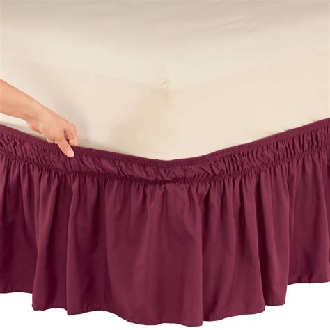 Solid Wrap Around Elastic Bed Skirt By Oakridge™ Queen King Burgundy