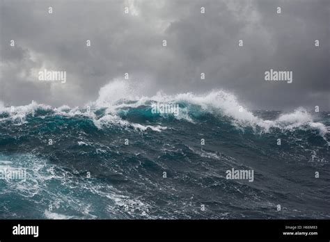 Sea Wave In North Part Of Atlantic Ocean During Storm Stock Photo