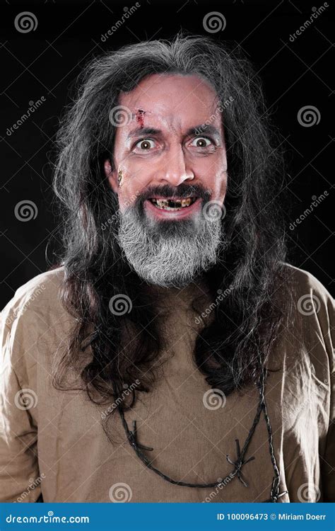 Toothless Man In Front Of Black Stock Image Image Of Background