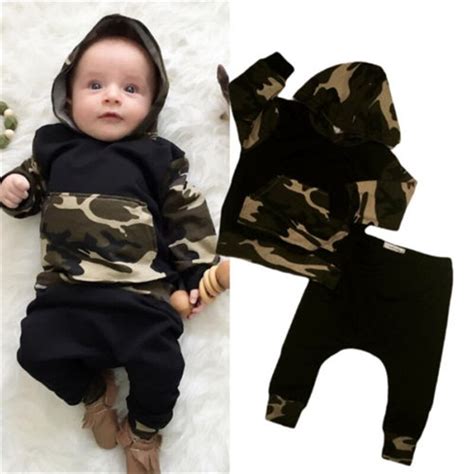 2pcs Bulk Camouflage Bebes Clothes Set Newborn Baby Boys Long Sleeve