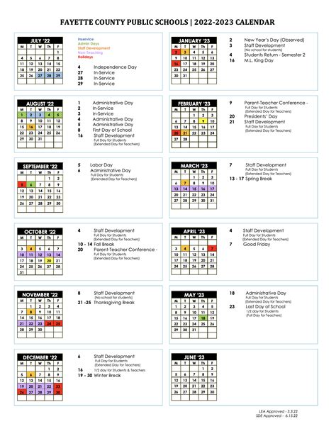 Fcps 2022 23 Instructional Calendar Calendars And Events Fayette