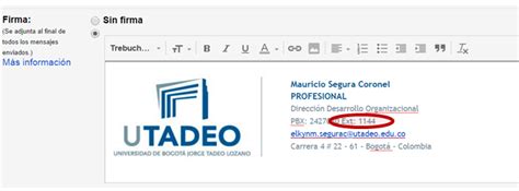 Copia el código fuente del generador de plantillas para firmas del correo electrónico. Nueva firma del correo institucional de Utadeo, tenga en ...