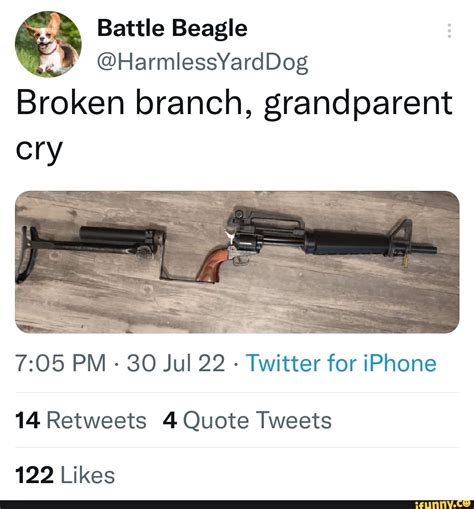 Battle Beagle Harmlessyarddog Broken Branch Grandparent Cry Pm 30