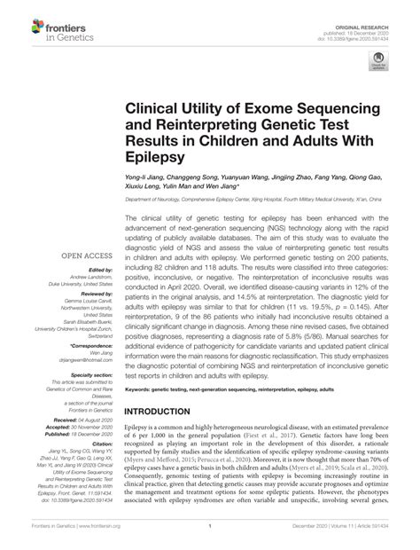 Pdf Clinical Utility Of Exome Sequencing And Reinterpreting Genetic
