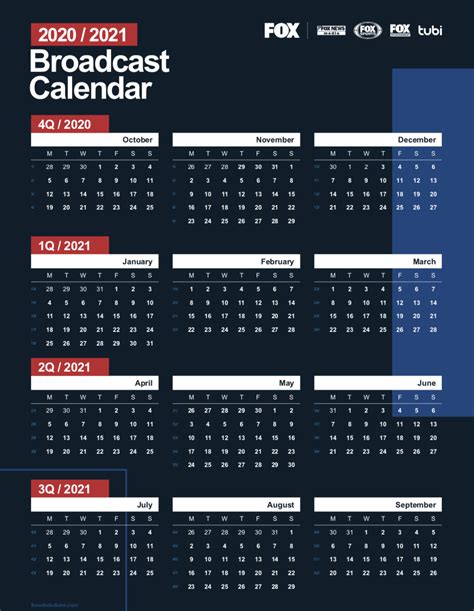 2020 2021 Broadcast Calendar Foxadsolutions