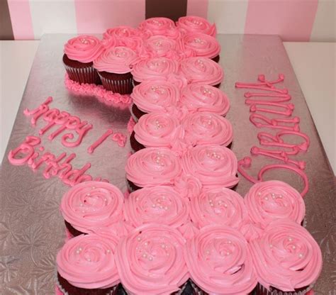 Image Result For Cupcake Cake Shaped Like Number One 1st Birthday