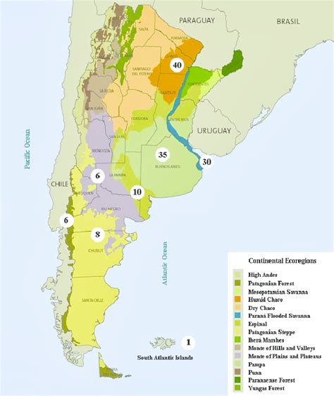 Map Of The Ecoregions Of Argentina Indicating The Number Of Digenean