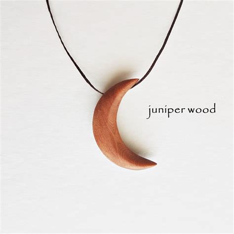 Wood Crescent Moon Necklace Wooden Pendant Nature Jewelry Etsy Singapore