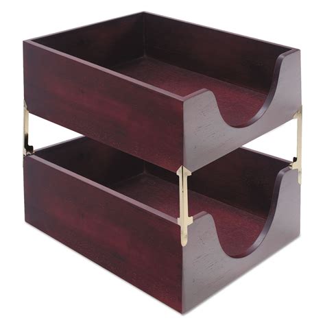 Double Deep Hardwood Stackable Desk Trays By Carver Cvr08213