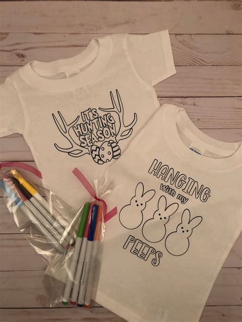 Easter Coloring Shirt Coloring Page T-Shirt Hanging with my | Etsy
