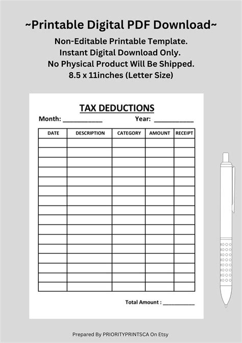 Tax Deductions Sheet Business Tax Deductions Personal Tax Deductions