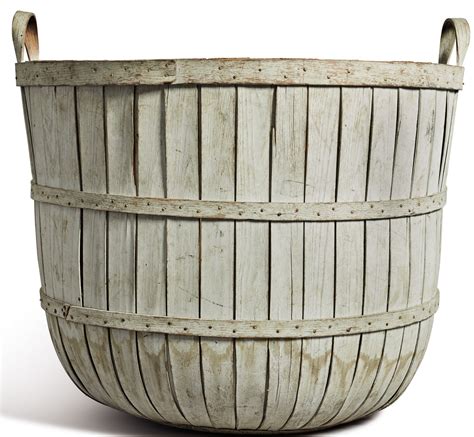 Large White Washed Oak Splint Bushel Basket Late 19th Century A New
