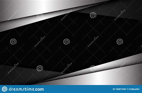 Abstract Silver Grey Triangle Overlap On Dark Circle Mesh Pattern Blank