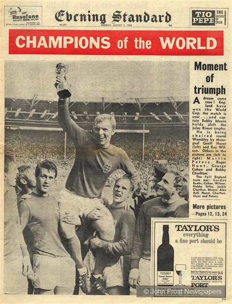 Newspaper Front Page Of Englands World Cup Finals Triumph In 1966