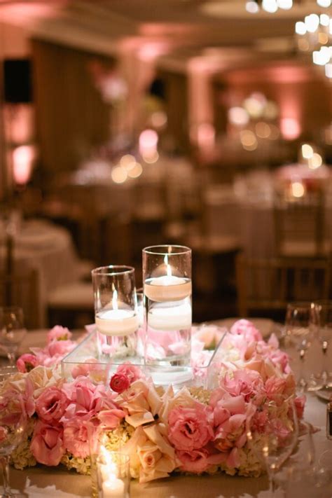 Floral Wreath Wedding Centerpieces With Floating Candles