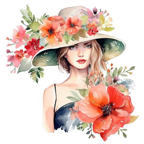 Premium AI Image Watercolor Summer Fashion With Flowers Clipart