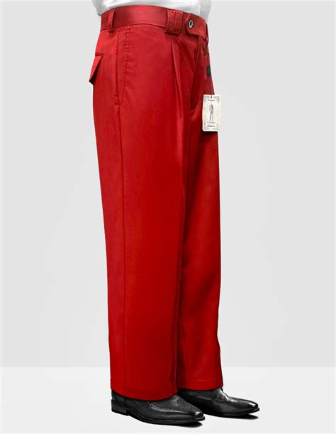 Red Wide Leg Dress Pants Regular Fit Super 150s Italian Wool Fabric
