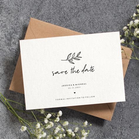 Elegant Script Save The Date Cards Simple Save The Dates Etsy Uk