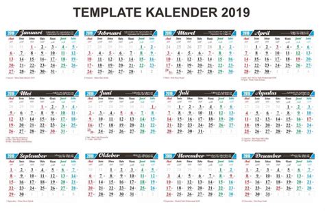 Kalender islam (hijriyah) tahun 2019 m. Kalender 2019 PDF Gratis dan Lengkap dengan Tanggal Merah ...