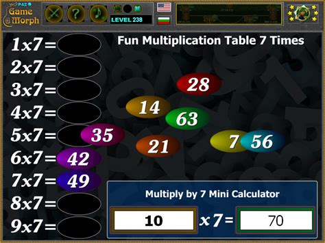 Multiplication Table 7 Times Cool Math Game