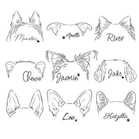 Ear Outline Digital Pet Ear Outline From Your Photo Dog Face Etsy Uk