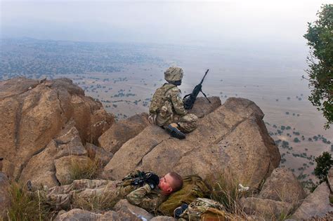 Us Army Sniper Spc James Wanser Keeps Watch In The Early Morning