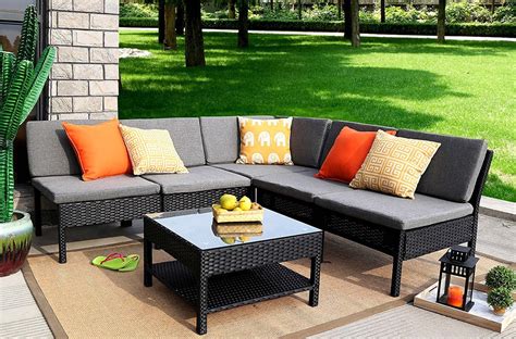 Baner Garden K55 6 Pieces Outdoor Furniture Complete Patio Wicker Ra