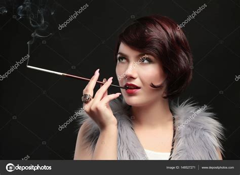 Woman With Cigarette Holder Woman Smoking With Cigarette Holder