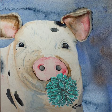 Pig Art Print Farmhouse Pig Decor Farm Animal Print Etsy