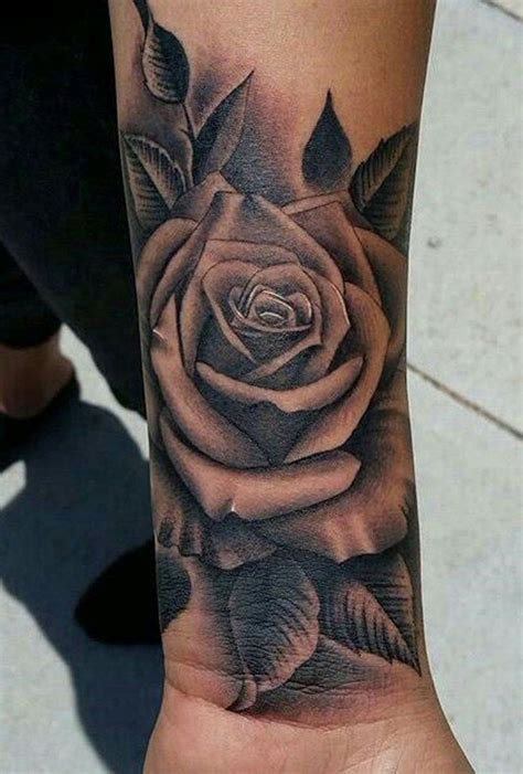Trendy Shaded Black Rose Floral Flower Wrist Tattoo Ideas