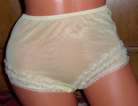 Pale Yellow Ruffled Nylon Vintage Panties 60s Sissy
