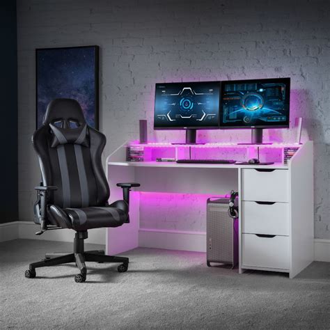 Gravity White Wooden Gaming Desk Happy Beds
