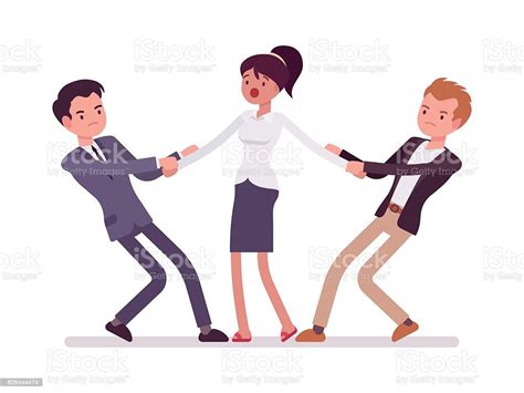 Men Tugging A Woman Stock Illustration Download Image Now Istock