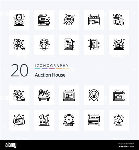 20 Auction Line Icon Pack Like Frame Sticky Job Map Shop Stock Vector Image And Art Alamy