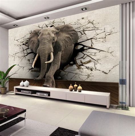 Wholesale And Retail Custom 3d Elephant Wall Mural Personalized Giant