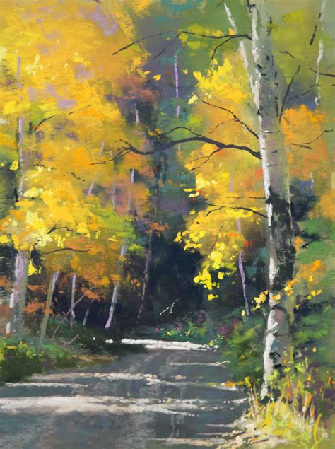 Aspen Road Watercolor Landscape Landscape Art Tree Painting