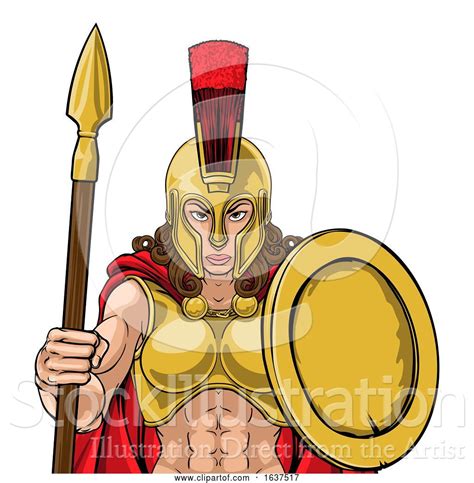 Vector Illustration Of Spartan Trojan Female Warrior Gladiator Lady By