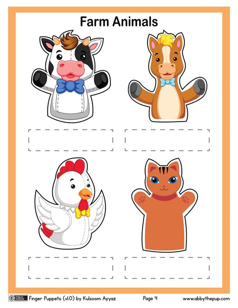 Farm Animals Finger Puppets Free Printable Papercraft Templates