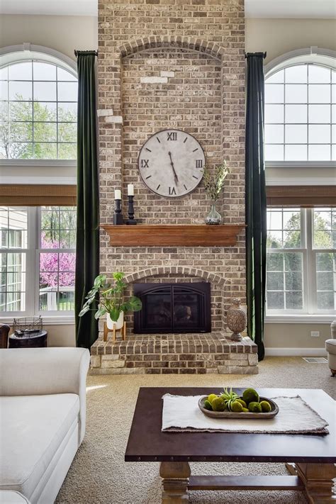 2 Story Brick Fireplace In 2021 Fireplace Home Simple Decor
