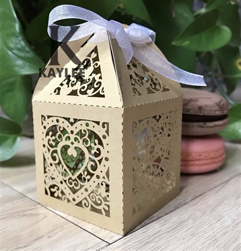 300pcs Ivory Wedding Party Decorative Candy Boxes With Ribbonwedding