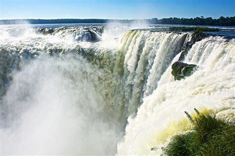 Water Falling Into Devils Throat In Iguazu Falls National Park