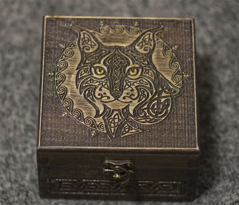 Lynx Themed Wooden Jevelery Boxcasket Hidden Compartment Etsy