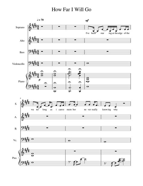 How Far Ill Go Sheet Music For Piano Soprano Alto Bass Voice And More Instruments Mixed