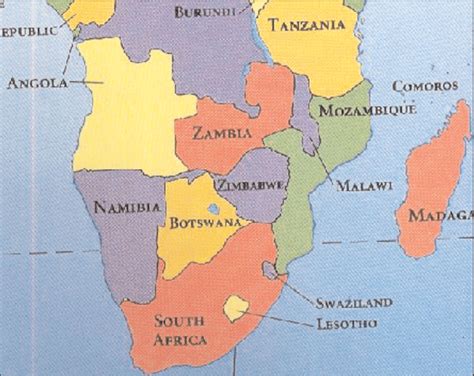 Southern African Countries Map